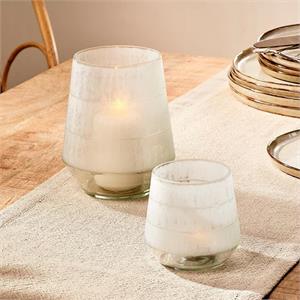 Nkuku Dera Etched Recycled Glass Tealight Holder Small